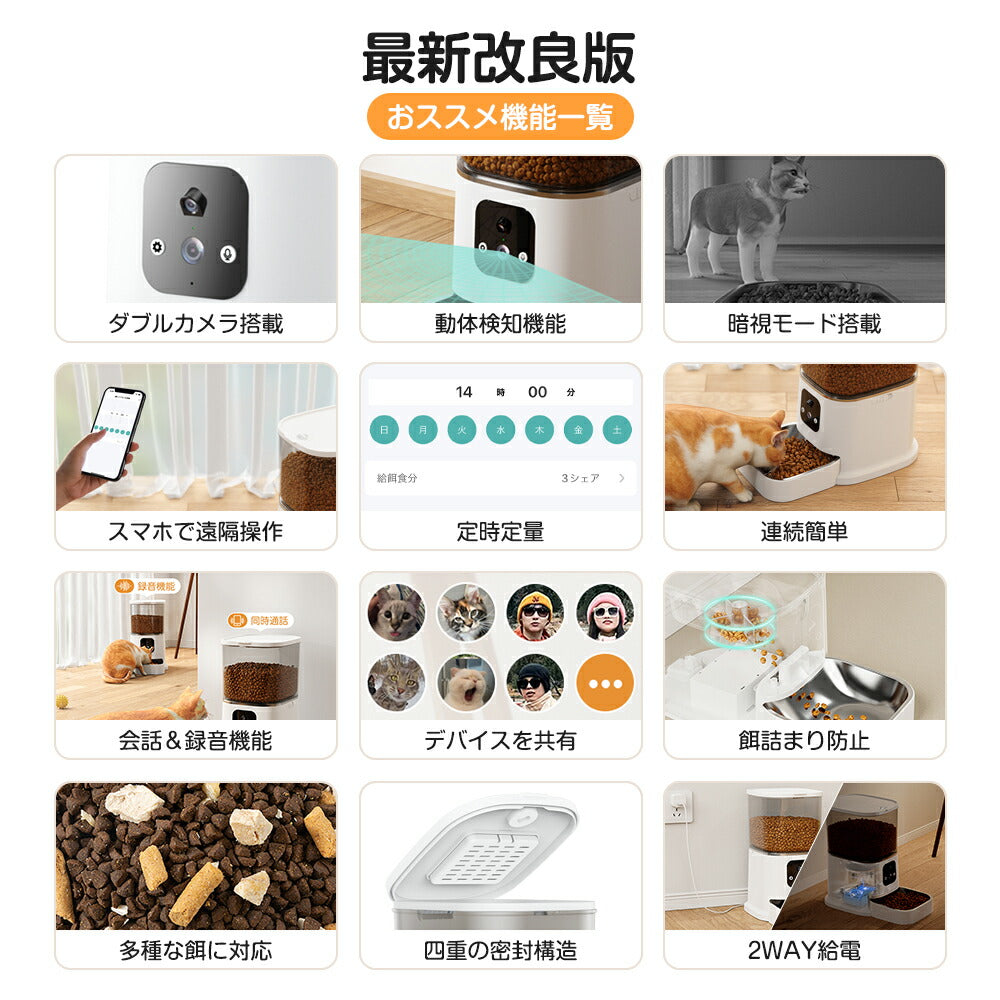 【ダブルカメラ★300+100万画素】 自動給餌器