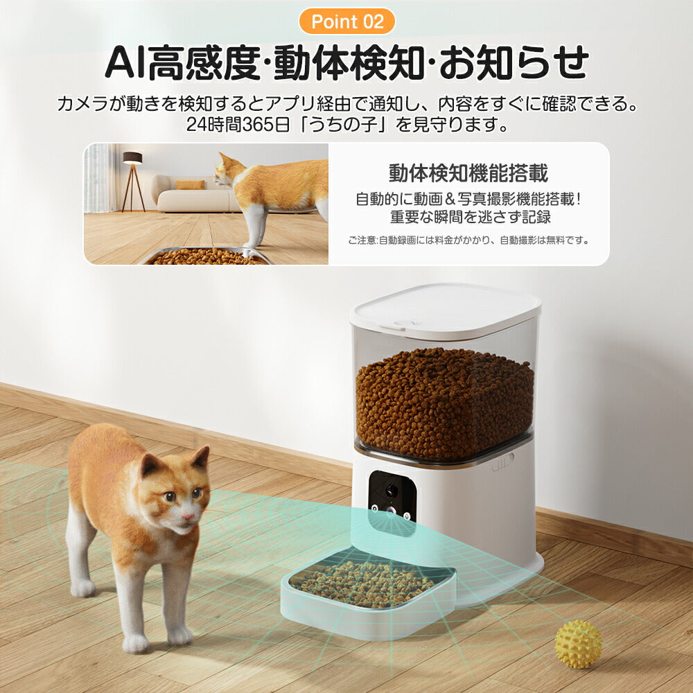 【最新ダブルカメラ】【1年保証】 猫 自動給餌器