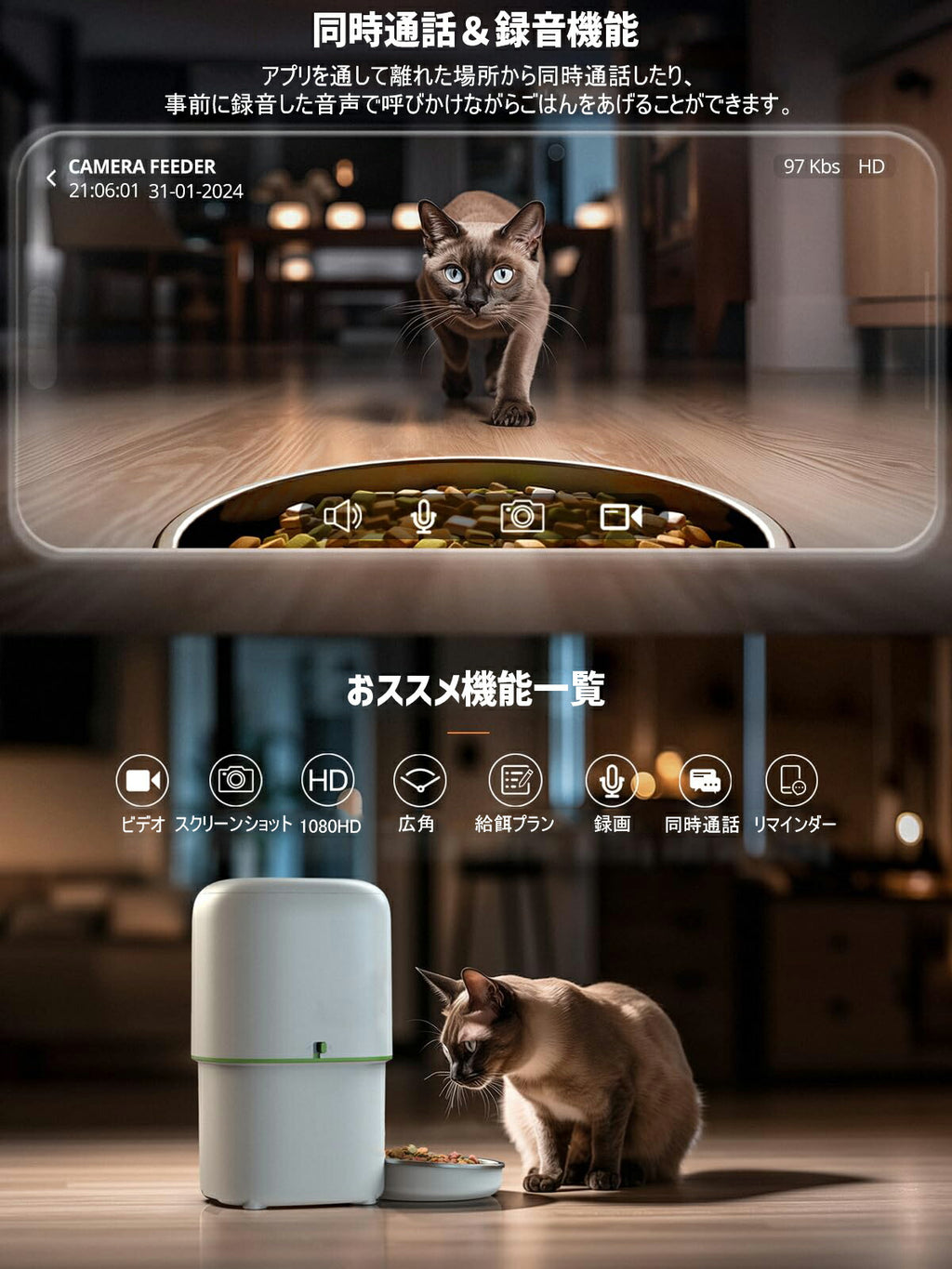 【カメラ調整可能】 自動給餌器